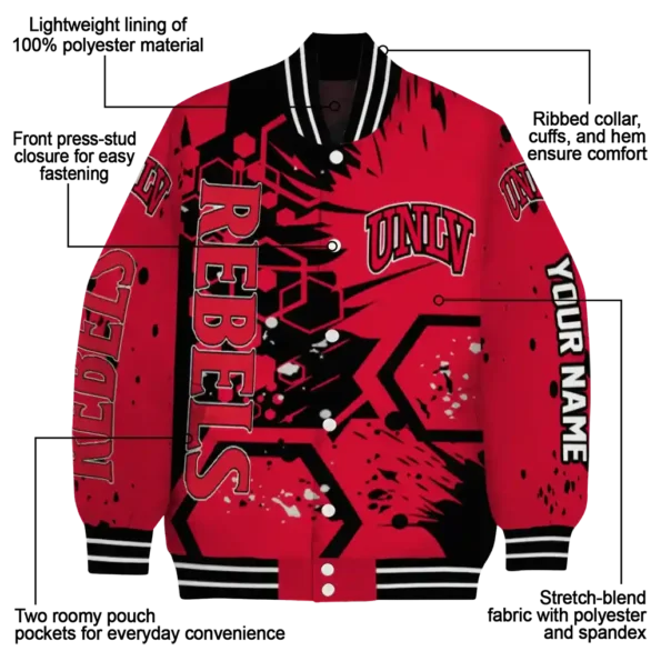 customized unlv rebels hexagon cluster red black varsity jacket new arrival.webp