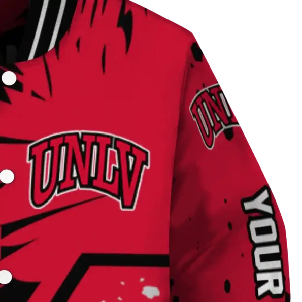 customized unlv rebels hexagon cluster red black varsity jacket premium grade.webp