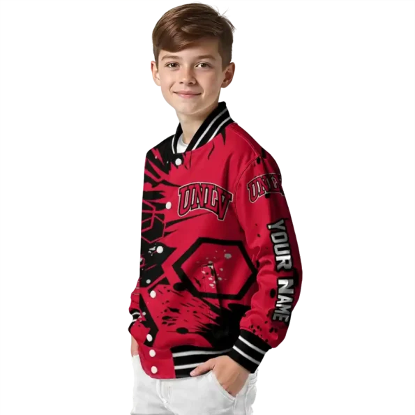 customized unlv rebels hexagon cluster red black varsity jacket trendy.webp