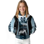 customized utah state aggies mesh effect navy black varsity jacket best selling.webp