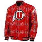 customized utah utes bolt stripe red varsity jacket best selling.webp