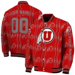 customized utah utes bolt stripe red varsity jacket best selling.webp