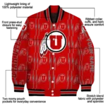customized utah utes bolt stripe red varsity jacket best selling.webp