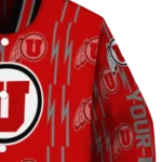 customized utah utes bolt stripe red varsity jacket best selling.webp