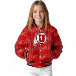 customized utah utes bolt stripe red varsity jacket best selling.webp