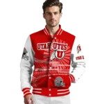 customized utah utes ferris arena red white varsity jacket best selling.webp