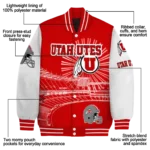 customized utah utes ferris arena red white varsity jacket best selling.webp
