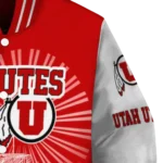 customized utah utes ferris arena red white varsity jacket best selling.webp