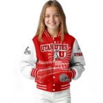 customized utah utes ferris arena red white varsity jacket best selling.webp