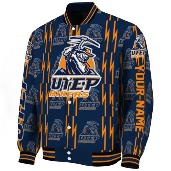 customized utep miners bolt stripe blue varsity jacket best selling.webp