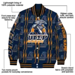 customized utep miners bolt stripe blue varsity jacket best selling.webp