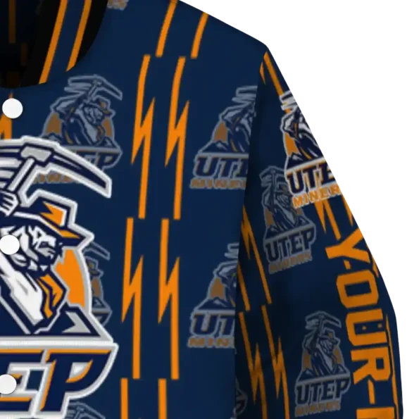 customized utep miners bolt stripe blue varsity jacket premium grade.webp