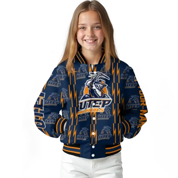 customized utep miners bolt stripe blue varsity jacket top rated.webp