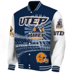 customized utep miners ferris arena blue white varsity jacket best selling.webp