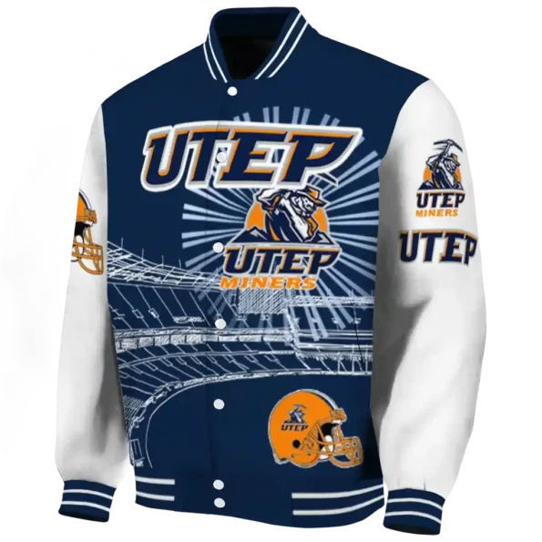 customized utep miners ferris arena blue white varsity jacket best selling.webp