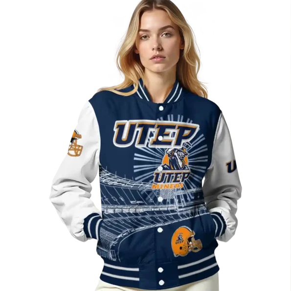 customized utep miners ferris arena blue white varsity jacket latest model.webp