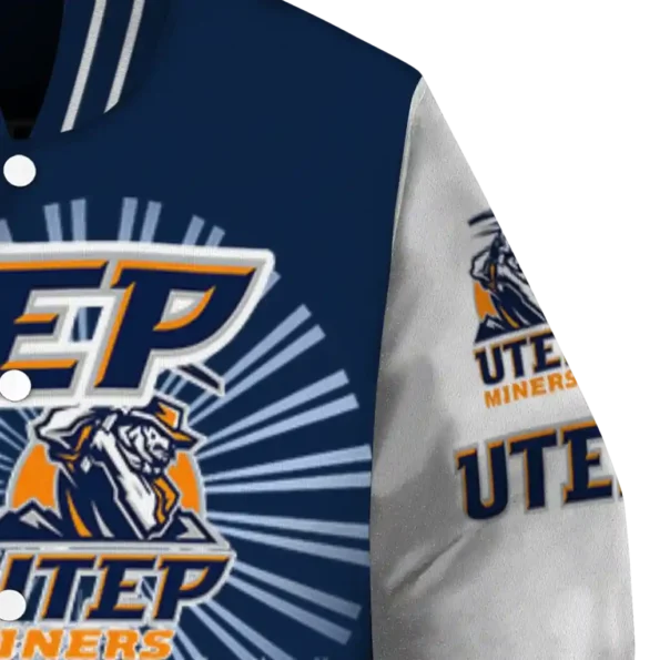 customized utep miners ferris arena blue white varsity jacket premium grade.webp