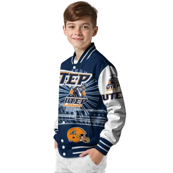 customized utep miners ferris arena blue white varsity jacket trendy.webp