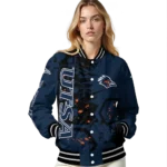 customized utsa roadrunners hexagon cluster orange black varsity jacket best selling.webp