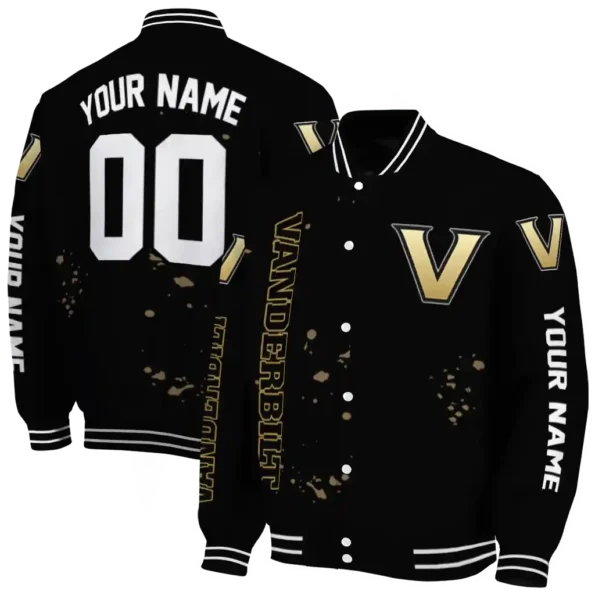 customized vanderbilt commodores hexagon cluster black varsity jacket fashion forward.webp