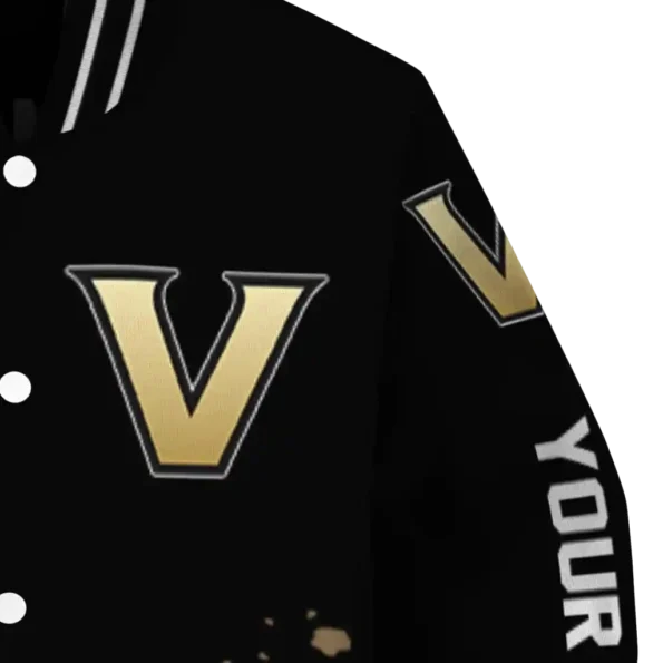 customized vanderbilt commodores hexagon cluster black varsity jacket premium grade.webp
