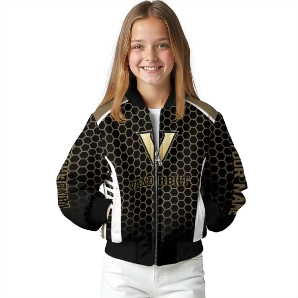 customized vanderbilt commodores hexagon grid black bomber jacket top rated