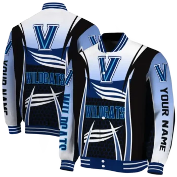 customized villanova wildcats mesh effect navy black varsity jacket fashion forward.webp