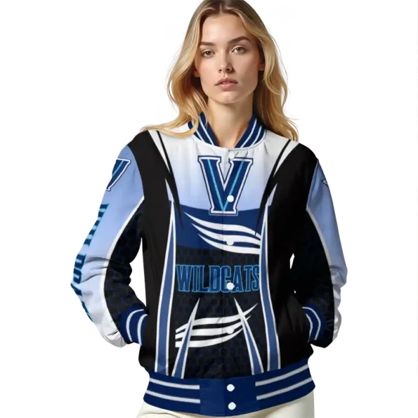 customized villanova wildcats mesh effect navy black varsity jacket latest model.webp