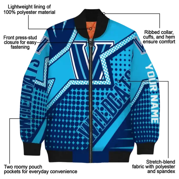 customized villanova wildcats star burst navy bomber jacket new arrival