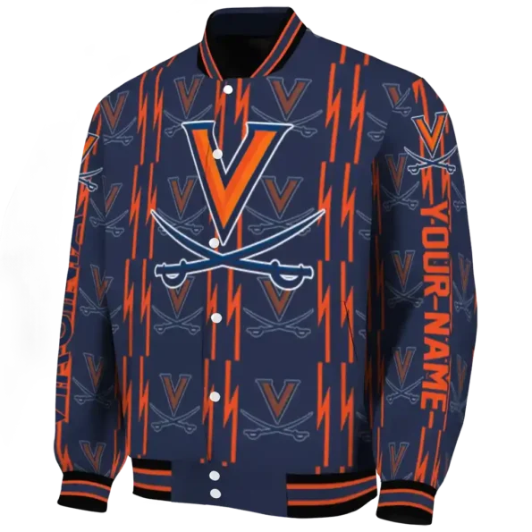 customized virginia cavaliers bolt stripe blue varsity jacket best selling.webp