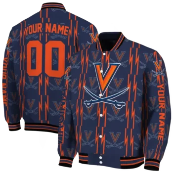 customized virginia cavaliers bolt stripe blue varsity jacket fashion forward.webp