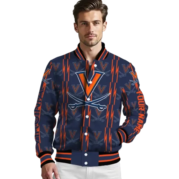 customized virginia cavaliers bolt stripe blue varsity jacket high quality.webp