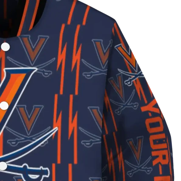 customized virginia cavaliers bolt stripe blue varsity jacket premium grade.webp