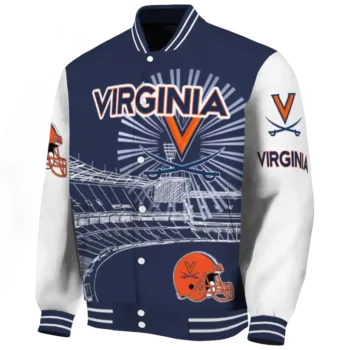 customized virginia cavaliers ferris arena blue white varsity jacket best selling.webp