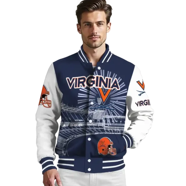 customized virginia cavaliers ferris arena blue white varsity jacket high quality.webp