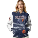 customized virginia cavaliers ferris arena blue white varsity jacket best selling.webp