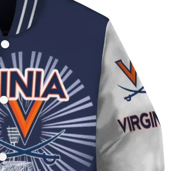 customized virginia cavaliers ferris arena blue white varsity jacket premium grade.webp