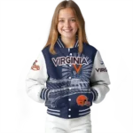 customized virginia cavaliers ferris arena blue white varsity jacket best selling.webp