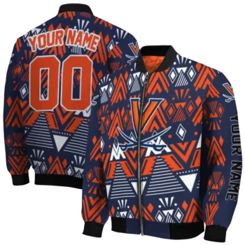 customized virginia cavaliers pyramid shapes blue bomber jacket fashion forward