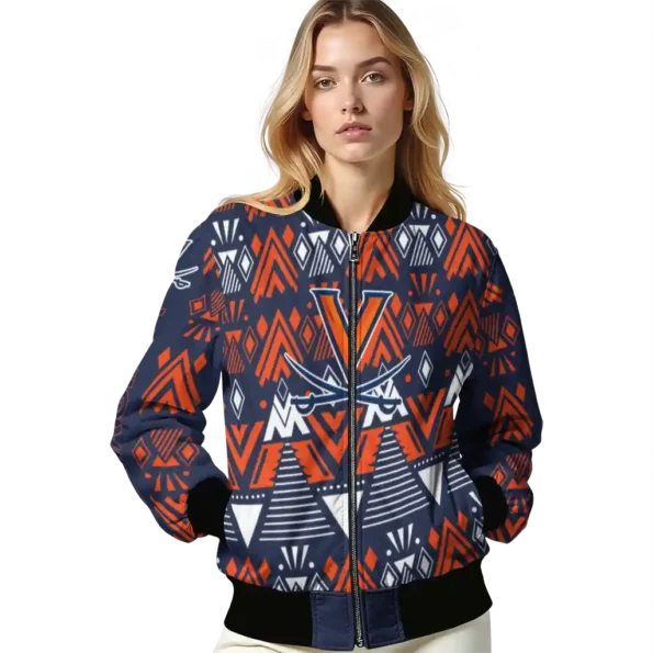 customized virginia cavaliers pyramid shapes blue bomber jacket latest model