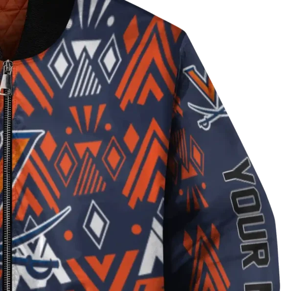 customized virginia cavaliers pyramid shapes blue bomber jacket premium grade
