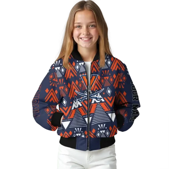 customized virginia cavaliers pyramid shapes blue bomber jacket top rated