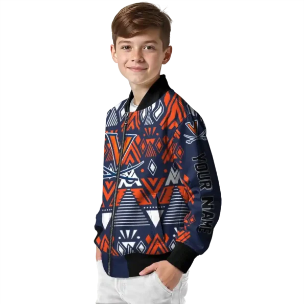 customized virginia cavaliers pyramid shapes blue bomber jacket trendy
