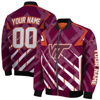 customized virginia tech hokies chevron angles maroon bomber jacket fashion forward