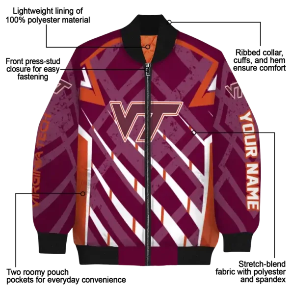 customized virginia tech hokies chevron angles maroon bomber jacket new arrival