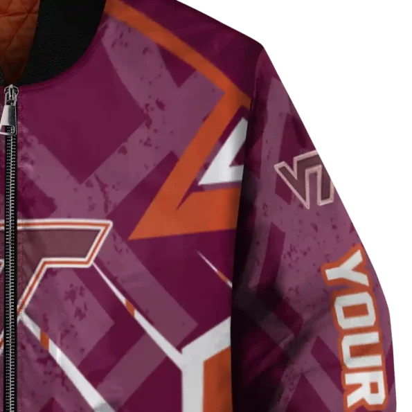 customized virginia tech hokies chevron angles maroon bomber jacket premium grade