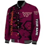 customized virginia tech hokies hexagon cluster maroon black varsity jacket best selling.webp