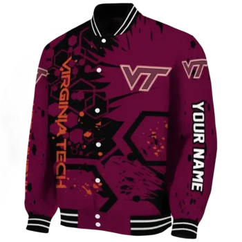 customized virginia tech hokies hexagon cluster maroon black varsity jacket best selling.webp