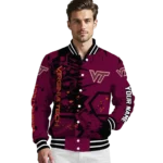 customized virginia tech hokies hexagon cluster maroon black varsity jacket best selling.webp