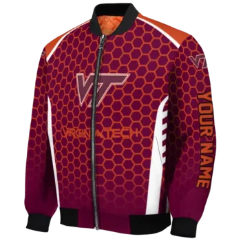 customized virginia tech hokies hexagon grid maroon bomber jacket best selling